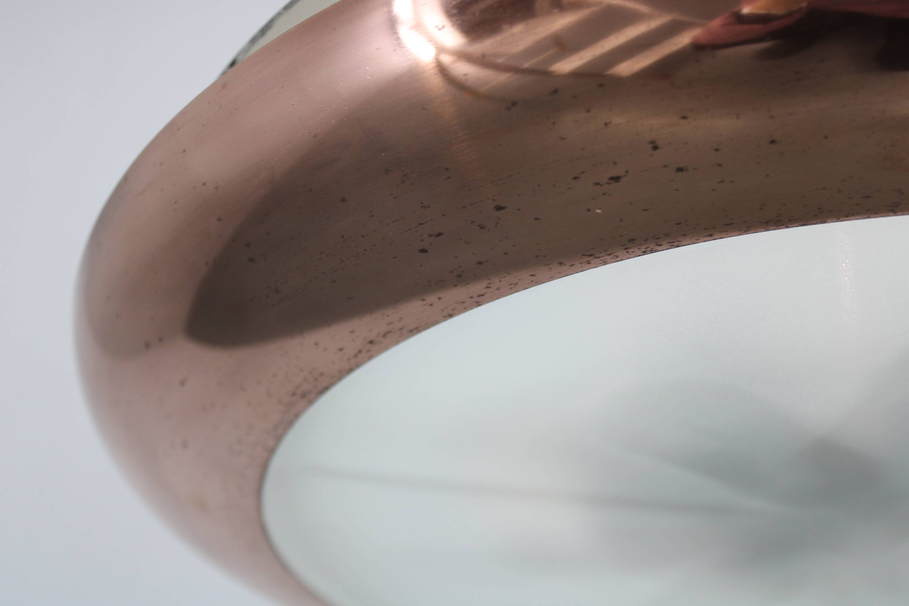 1930s "ufo" chandelier in copper finish by josef hurka, czechoslova