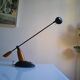 Vintage postmodernist metal and wood table lamp from the 1980s