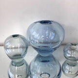 Holmegaard set of 3 round blue vases designed by Per Lutken