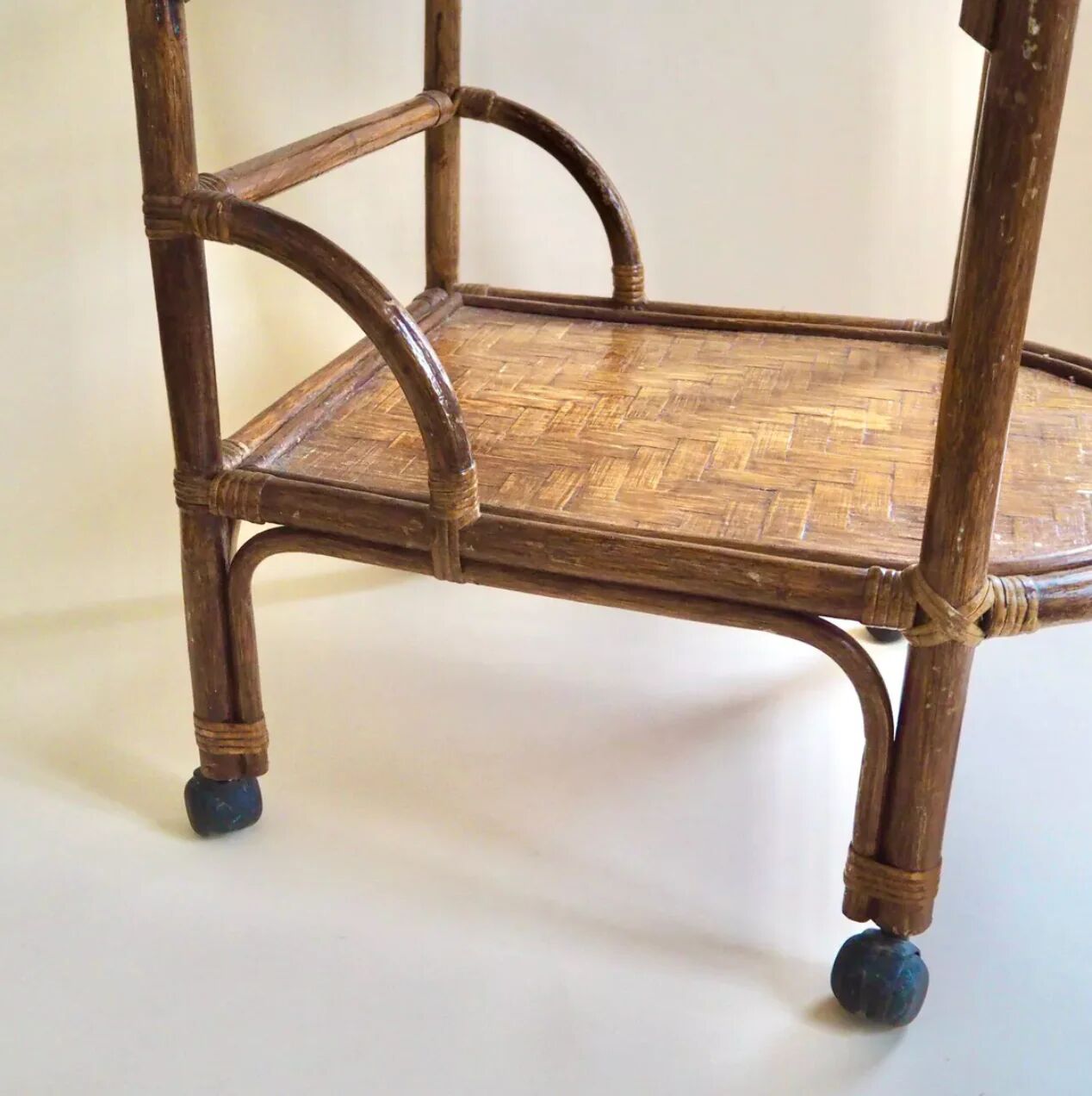 Rattan serving trolley