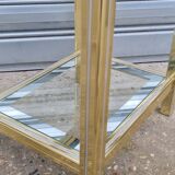 Side table in gold metal and chrome