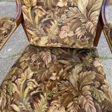Louis XV Voltaire armchair in solid wood and floral velvet fabric from the years.