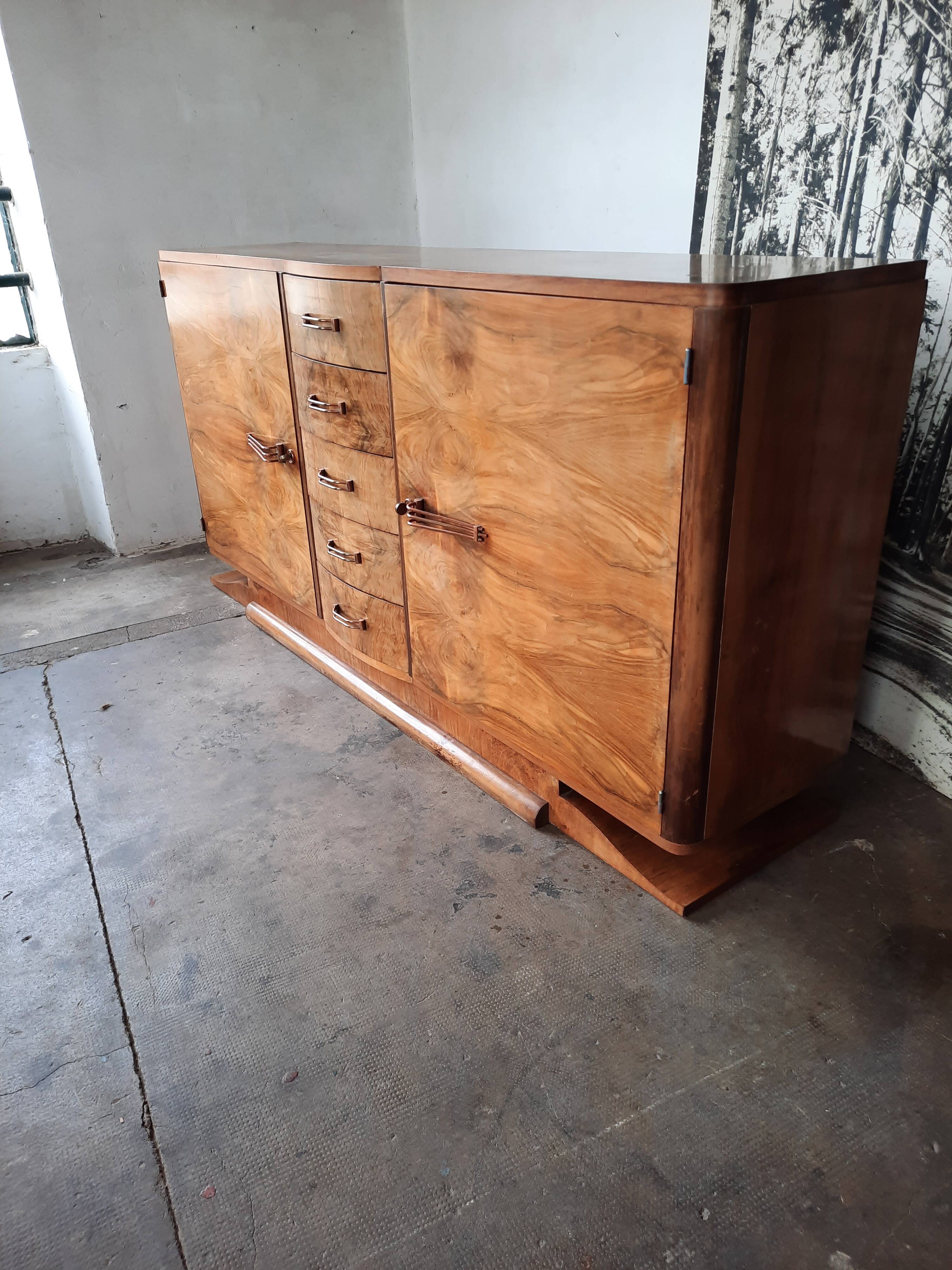 Art deco walnut sideboard