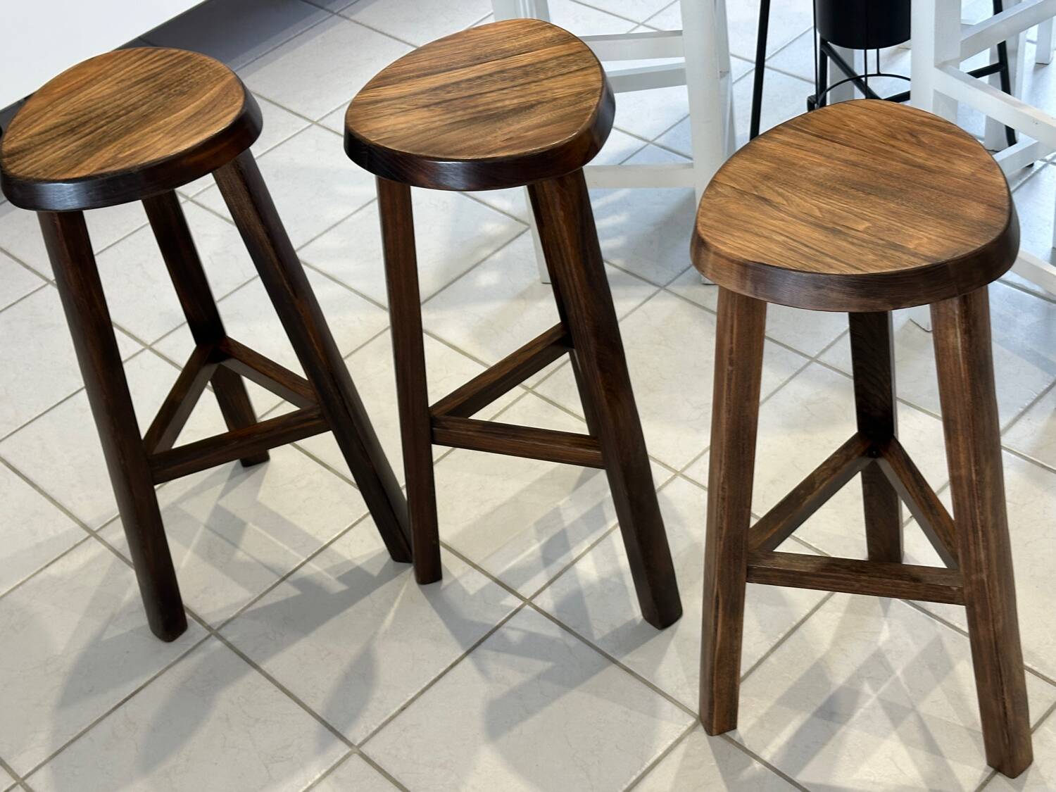 Set of 3 Vintage Brutalist Bar Stools from the 1970s