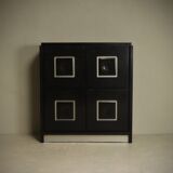 Brutalist Cabinet with Graphic Patterned Doors Belgium 1970s