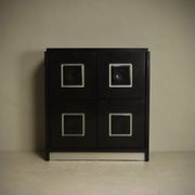 Brutalist Cabinet with Graphic Patterned Doors Belgium 1970s