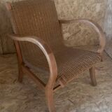 Bauhaus armchair in wood and rope by Erich Dieckmann