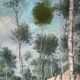 Hst painting "forest with cabin" lumberjack forestry early 20th century