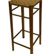 Tabouret vintage années 60 en chêne avec assise tressée