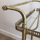 Neo-classical table in gilded metal and glass