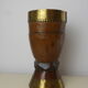 Mortier en bois sculpté orné de cerclages de laiton gravé de motifs stylisés-Bénin déb.20è