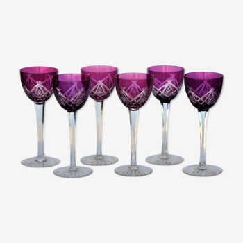 Série de 6 verres à vin du Rhin Roemer en cristal de Baccarat modèle S1132