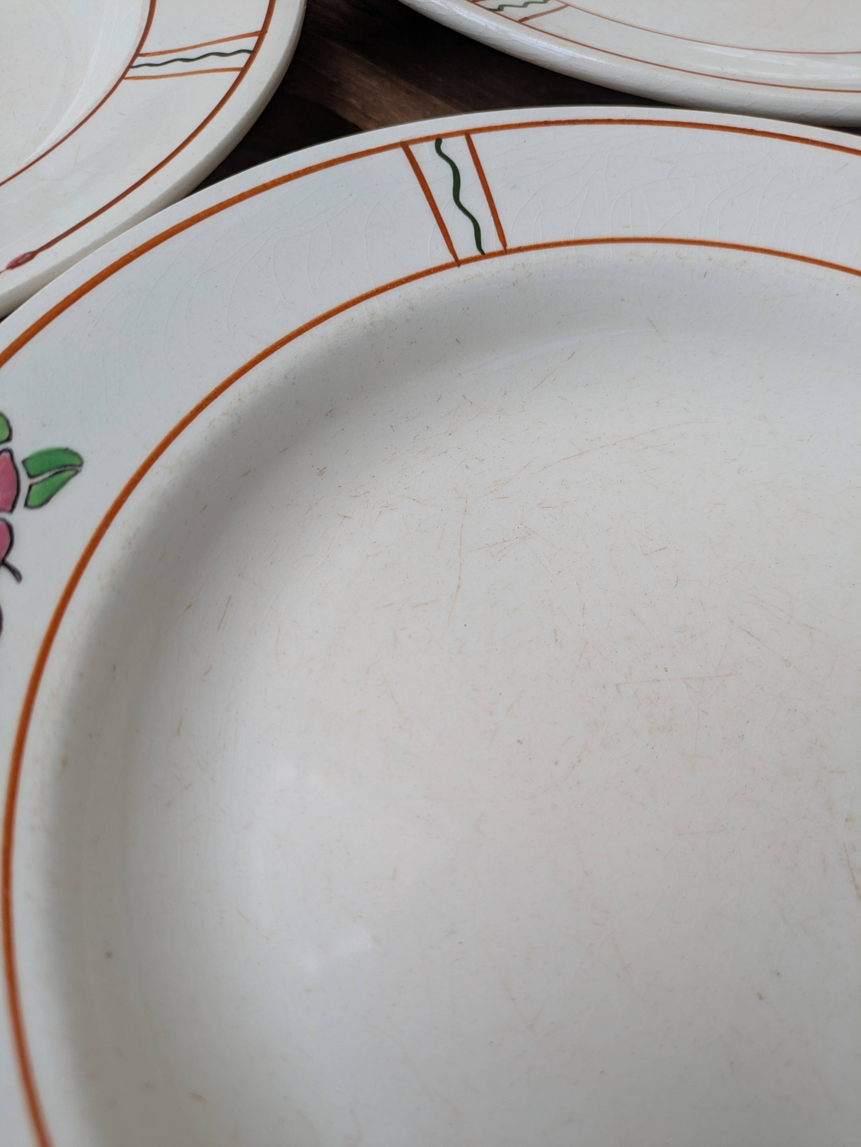 7 old deep plates in Salins earthenware model Nénuphar 24.5cm