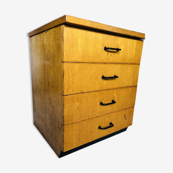Vintage low storage cabinet blond oak Circa 60