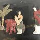 Chinese nesting tables in lacquered wood inlays of hard stones 60s