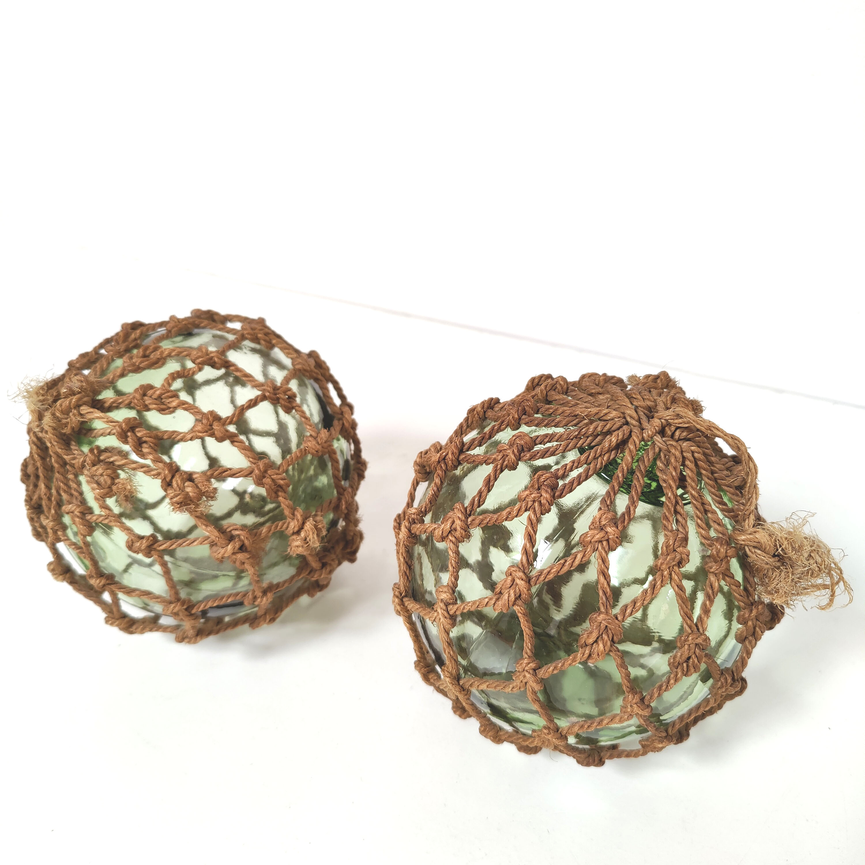 Lot 2 flotteurs marin boule verre et corde