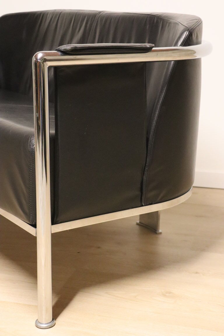 Vintage sofa in synthetic leather and chrome metal, 1970s