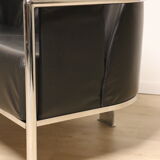 Vintage sofa in synthetic leather and chrome metal, 1970s