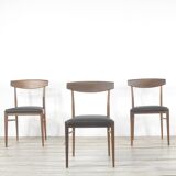 Ensemble de 4 chaises vintage en teck et similicuir. Vintage Moderne / Rétro / Danois