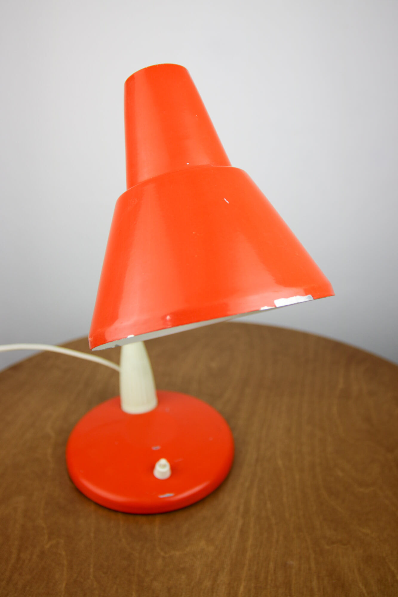 Adjustable Desk Lamp in Orange Painted Metal and Chrome-Plated Spiral Arm, 1970s