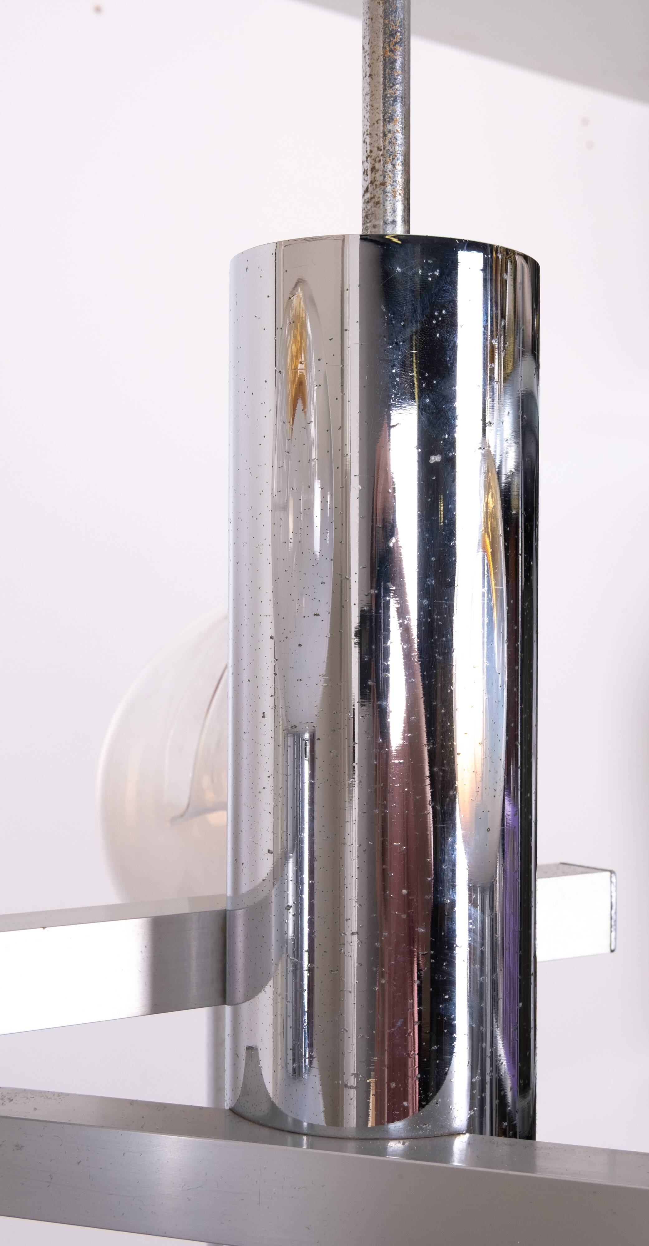 Mazzega Murano Chandelier / Space Age Glass Pendant Light 1970s Italy