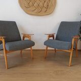 2 designer armchairs by j. šmidek, 1970s.