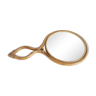 Miroir à main en rotin 22x38cm