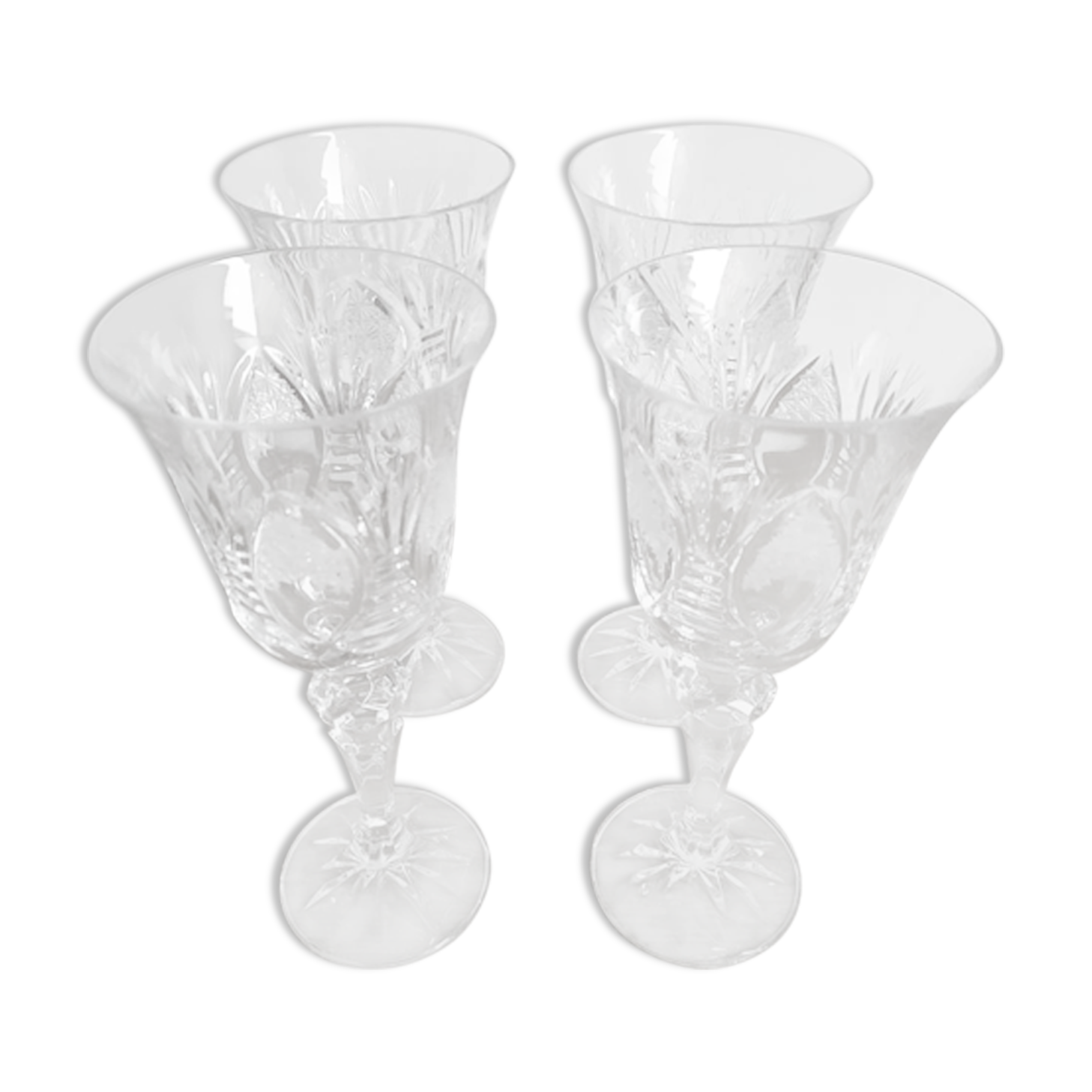 Lot of 4 small cut crystal walking glasses