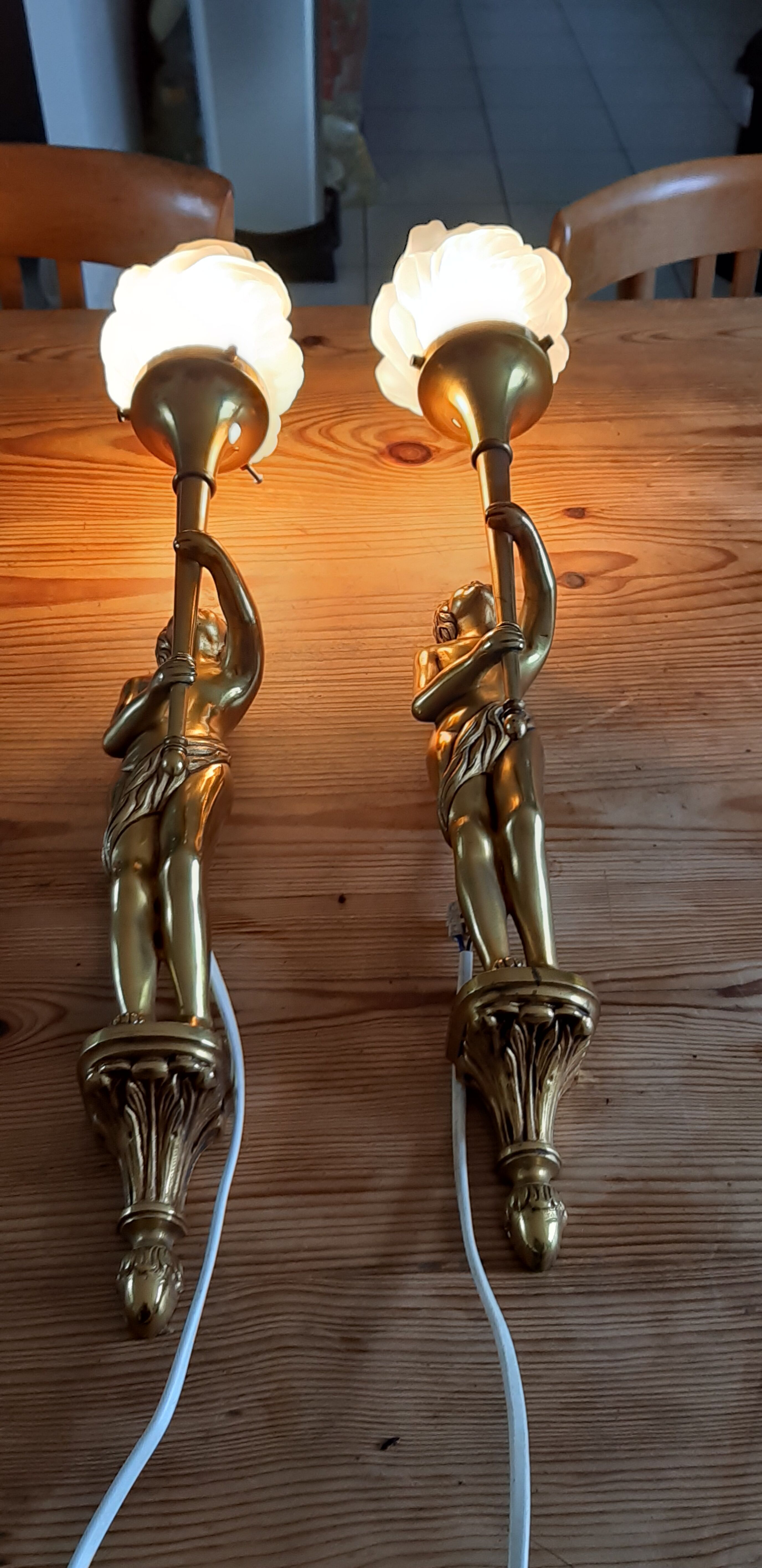 Pair of wall lamps gilded bronze