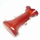 Shark fin vase, mid-century modern, red glass, Poland, 1970s