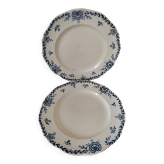 Duo d'assiettes anciennes K&G Lunéville – modèle Jumièges – Terre de fer
