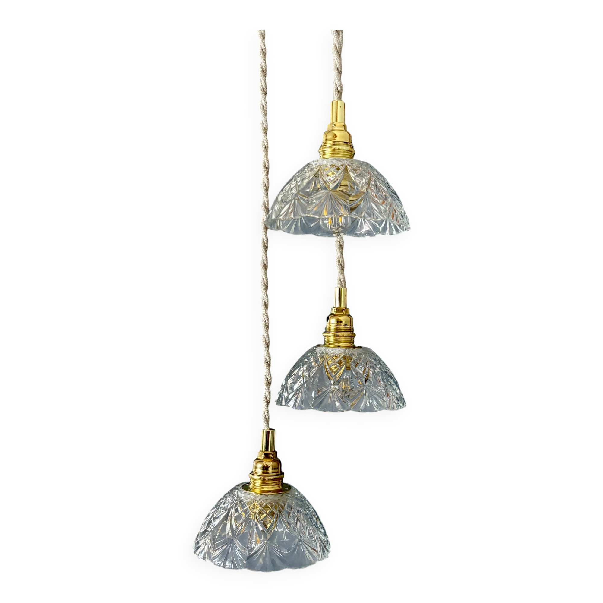 Vintage triple suspension lampshade in cut glass - tableware collection