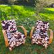 Pair of Art Deco cowhide armchairs