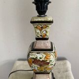Lampe de salon en faïence façon craquelée décor fait main époque XXe