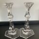 Paire de bougeoirs vintage en cristal Val Saint Lambert