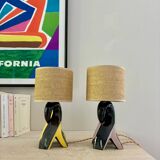 Pair of "Fifties" ceramic bedside lamps, 1950