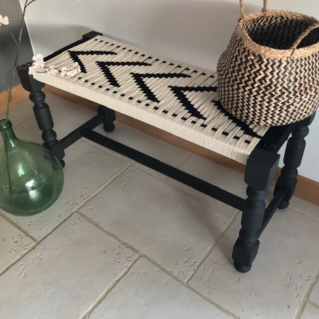 Hand woven indian bench