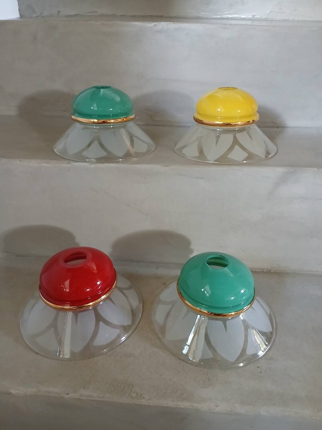 4 Art Deco glass pendant lights