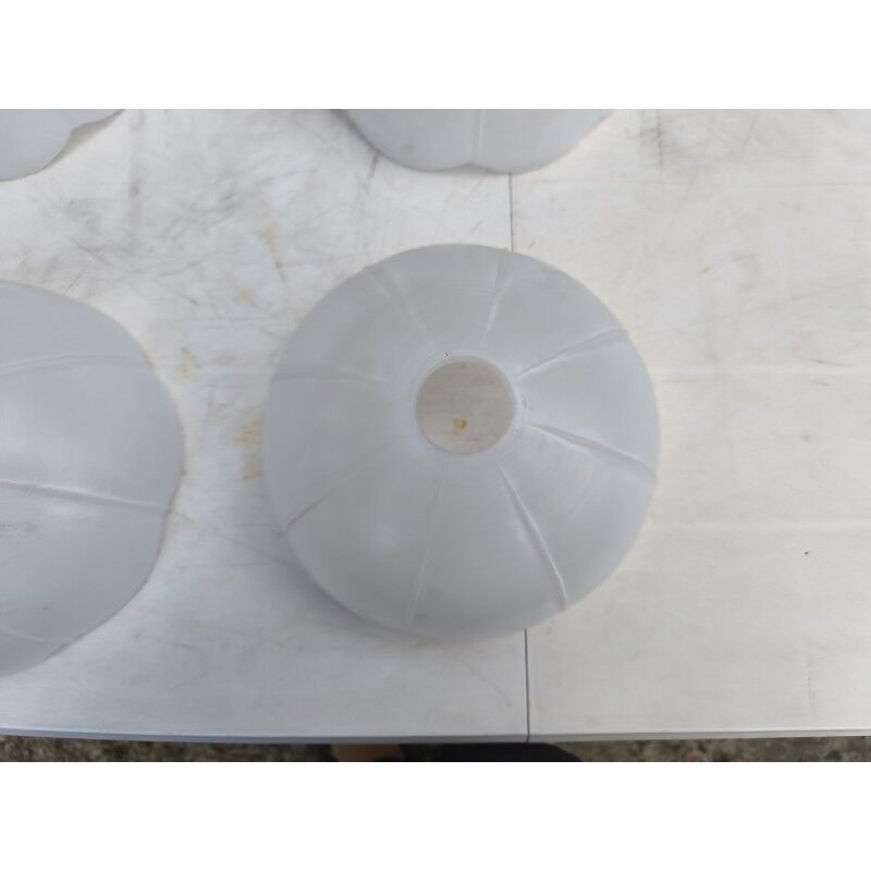 Set of 9 vintage white opaline glass pendants