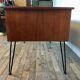 Bureau scandinave en teck avec piétement eiffel métal noir  1950 1960
