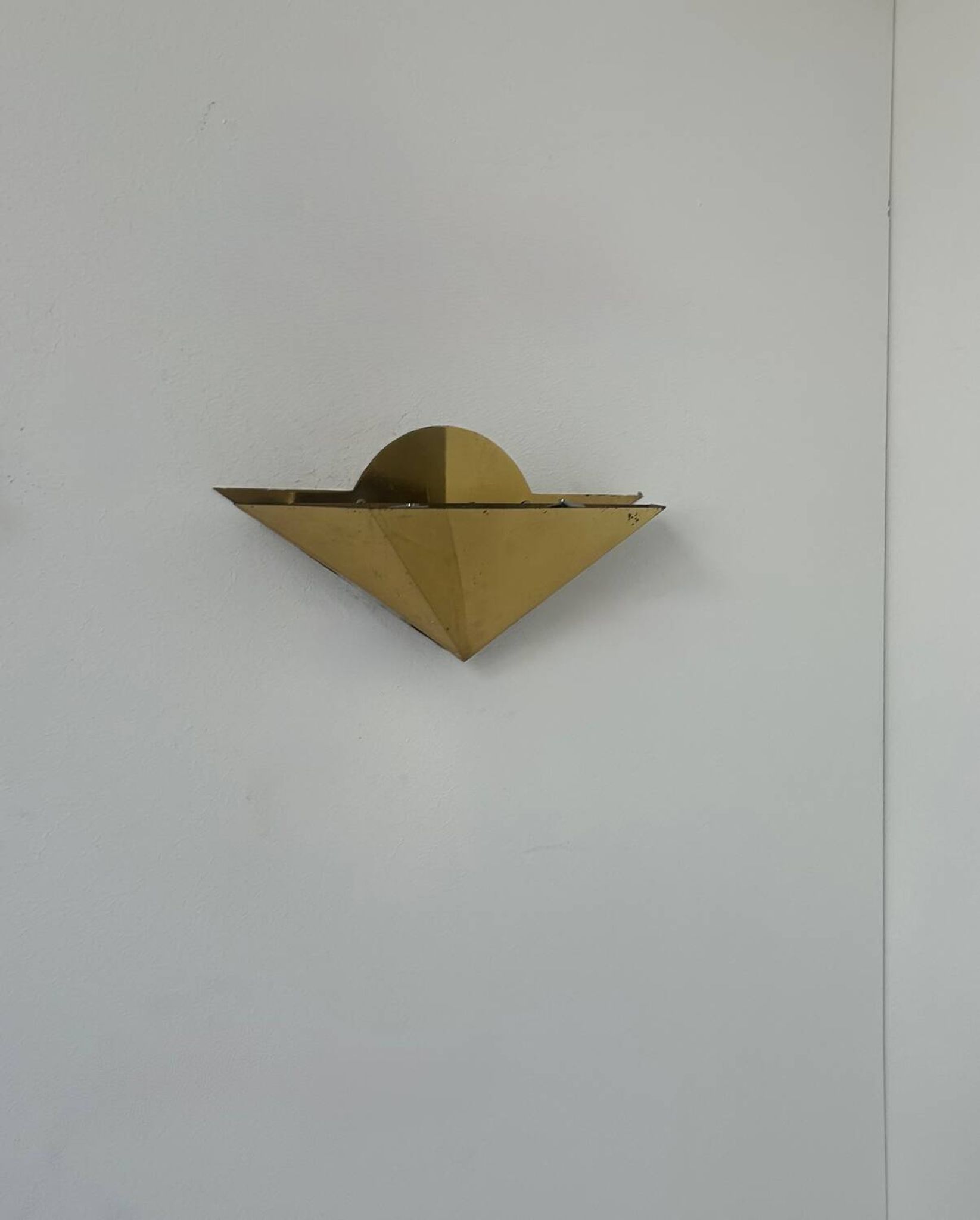 Pair of vintage geometric sconces, brass, France 1970
