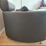 Post-modern adjustable leather armchair “Negresco” by Bernard Massot, signed