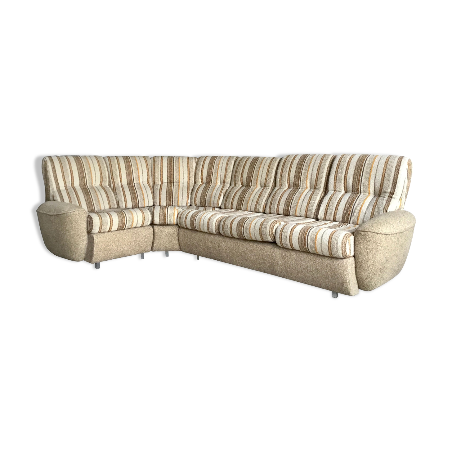 Corner sofa convertible in antique wool brand GMC seats - design 1970