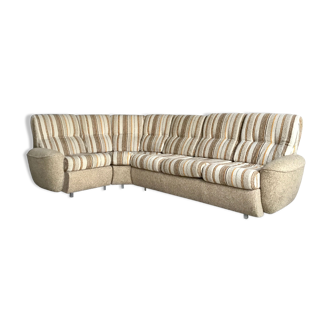Corner sofa convertible in antique wool brand GMC seats - design 1970