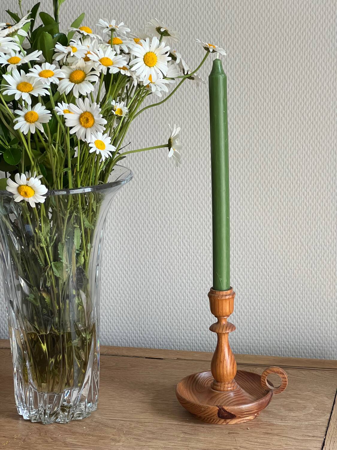 Scandinavian pine candle holder, 1970