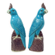 Pair of Turquoise Glazed Parrots Chinese Porcelain 30cm