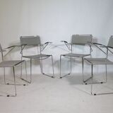Mid-Century Design Chrome and Leather Chairs from Italy, Set of 4, 1970s
