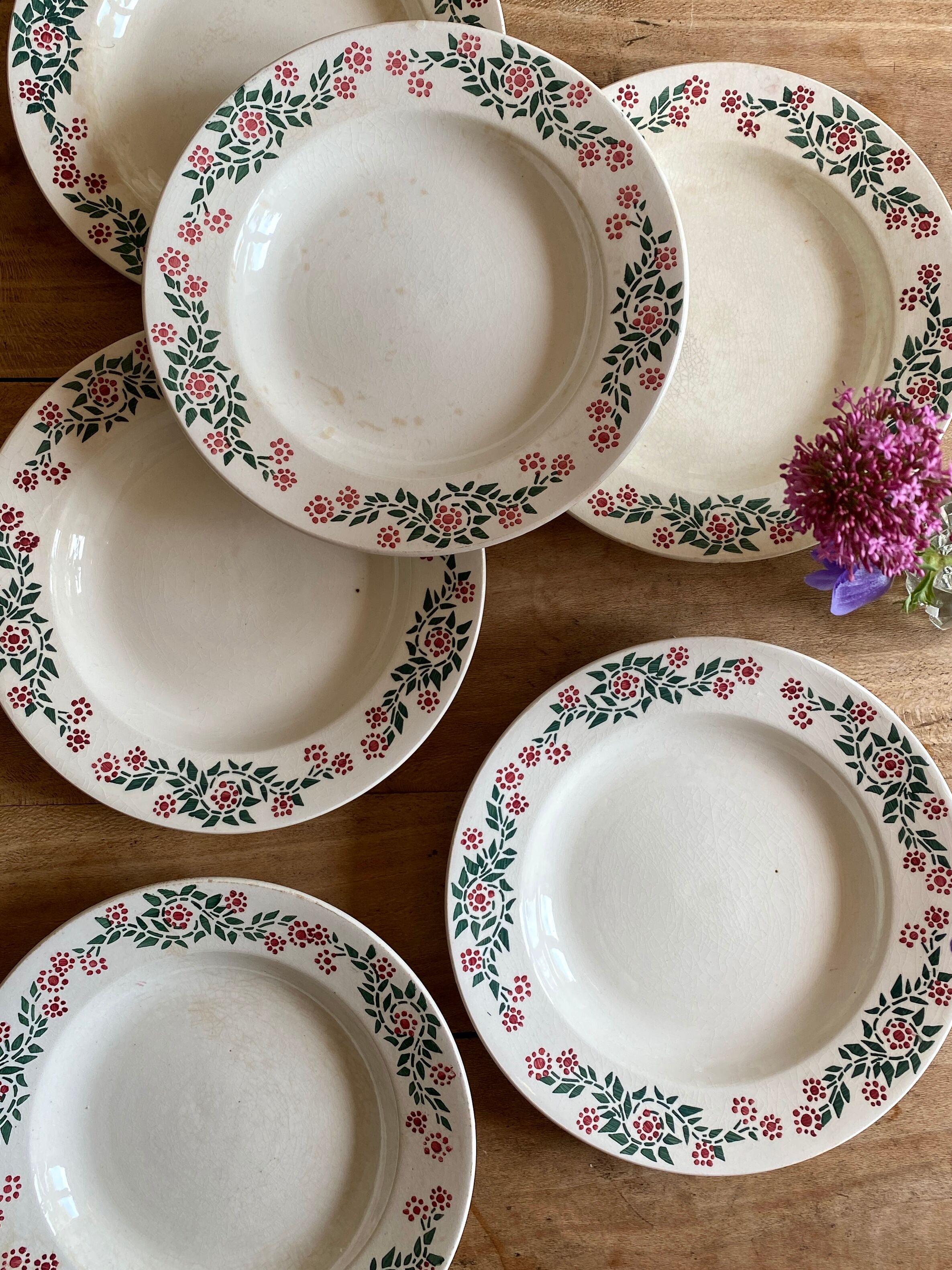 Set of 6 vintage hollow plates model Cécile de HBCM (LOT 2)