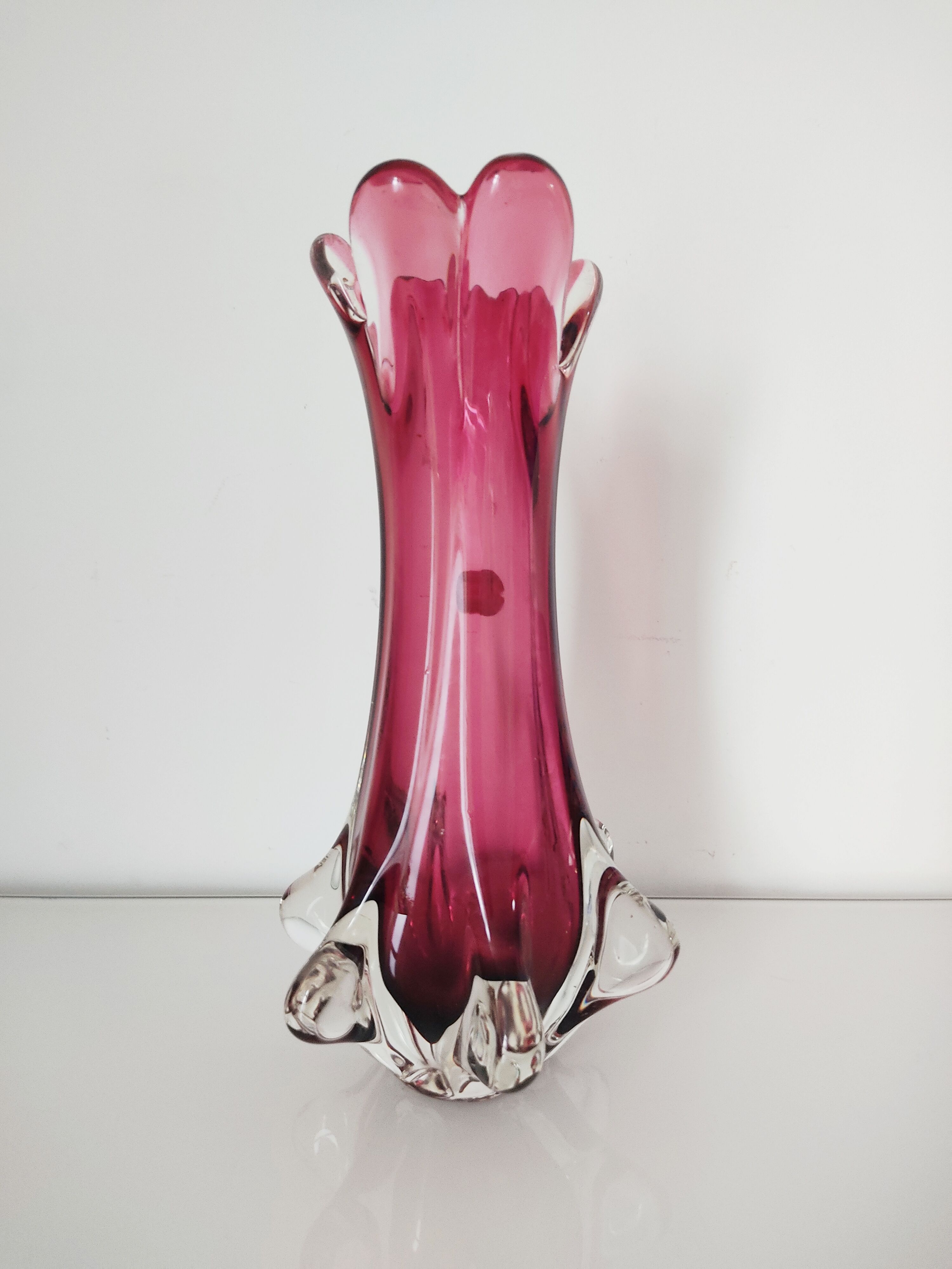 Vase Murano splash pink glass