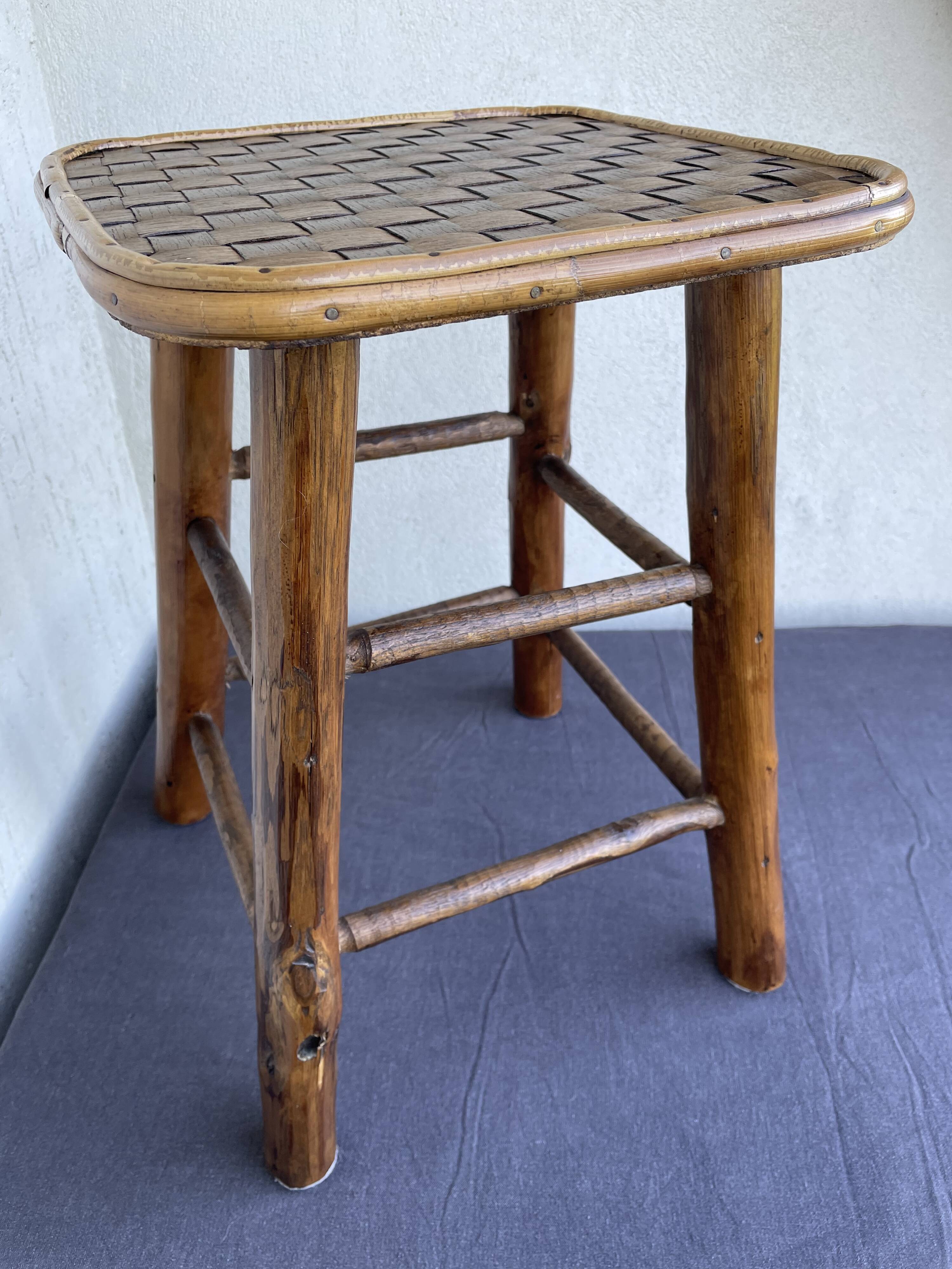 Chestnut and bamboo stool